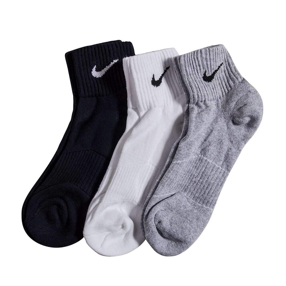 Nike Cushion Quarter Training Socks Grey Medium Kids & Adult 3 Pairs